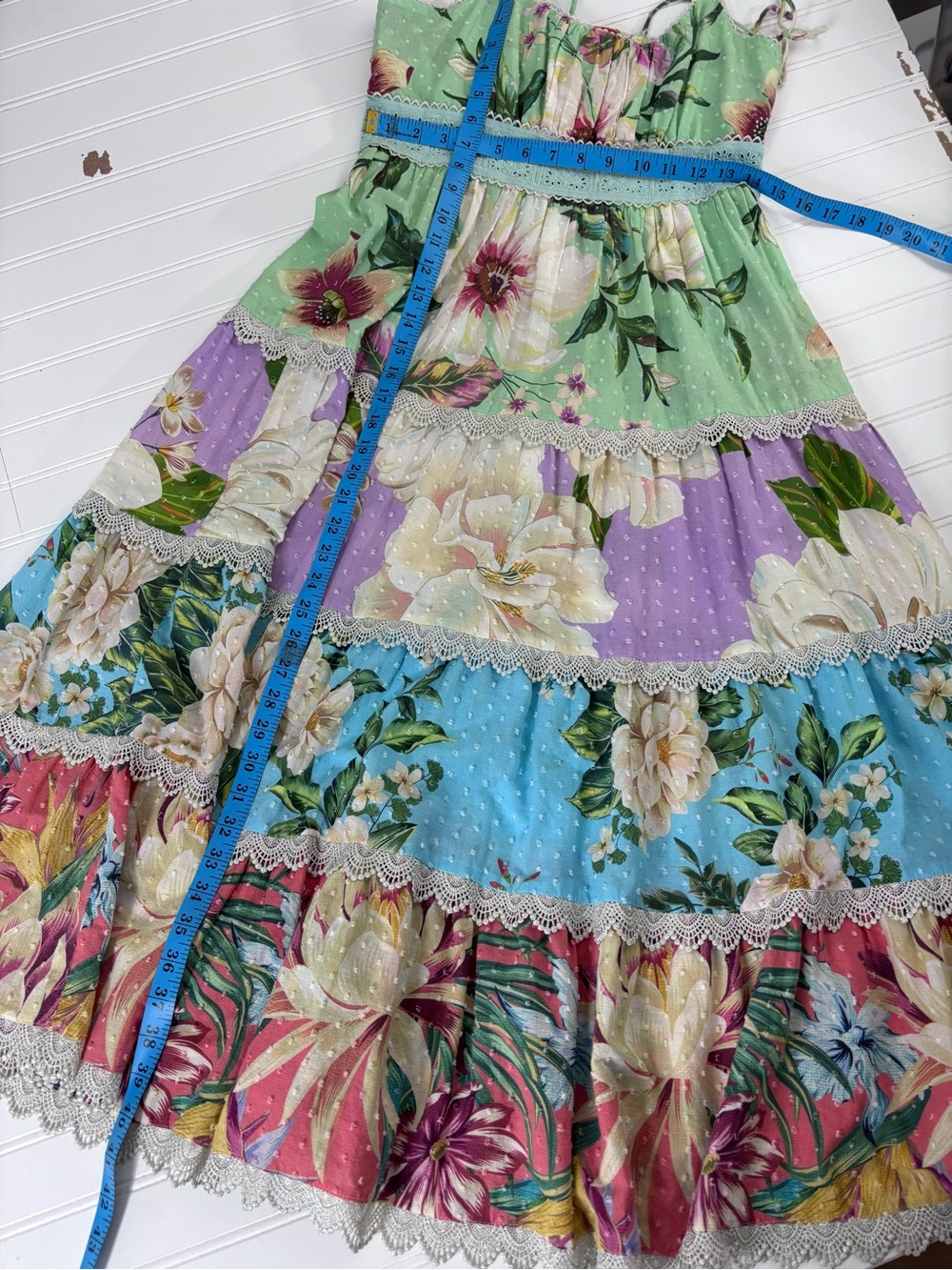 FARM Rio Floral Midi Dress in Purple, Pink, Green, Cream Large runs small - Picture 5 of 13